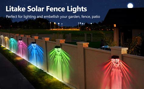 Litake Solar Fence Lights Outdoor Waterproof Warm White Color Changing