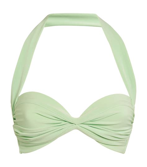 Womens Norma Kamali Green Bill Halterneck Bikini Top Harrods UK