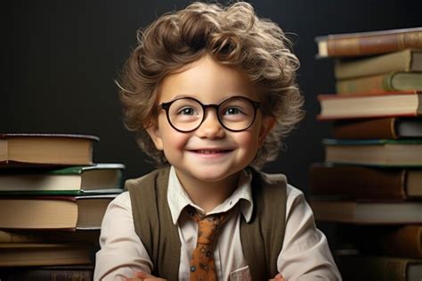 Premium Ai Image Portrait Of A Happy Child With Glasses A Little Boy