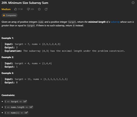 LeetCode 209 Minimum Size Subarray Sum