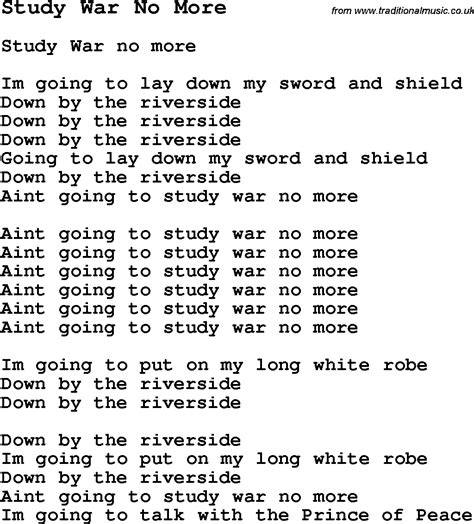 Negro Spiritual Slave Song Lyrics For Study War No More