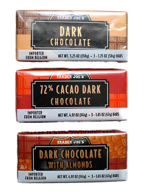 Trader Joe S Belgian Dark Chocolate Bars 3 Variety Pack Total 9 Bars