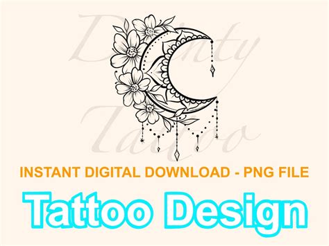 Floral Moon Mandala Tattoo Design Digital Download PNG - Etsy