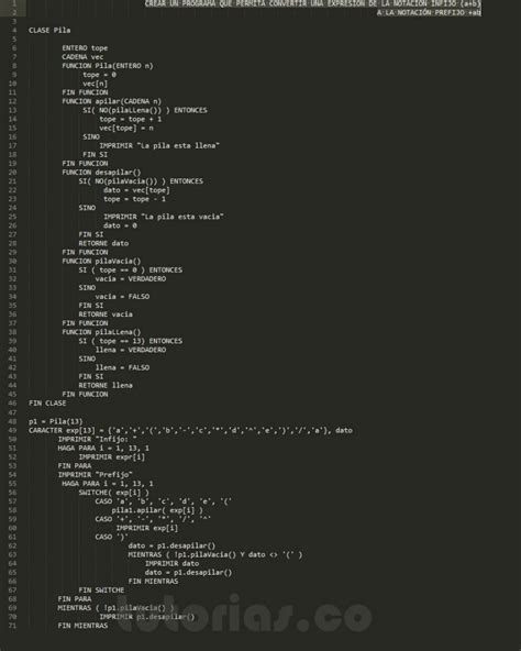 Pilas Pseudocodigo Aplicacion Infijo A Prefijo Tutorias Co