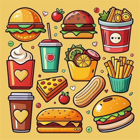 Premium Vector Fast Food Set Of Icons