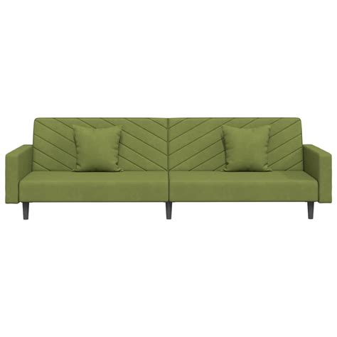 Hen Canap Lit Places Oreillers Repose Pied Vert Clair Velours Hb