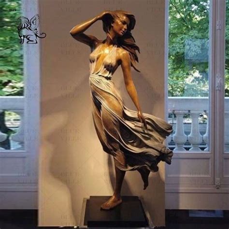 Factory Art Full Size Life Size Naked Wind Girl Brass Bronze Woman