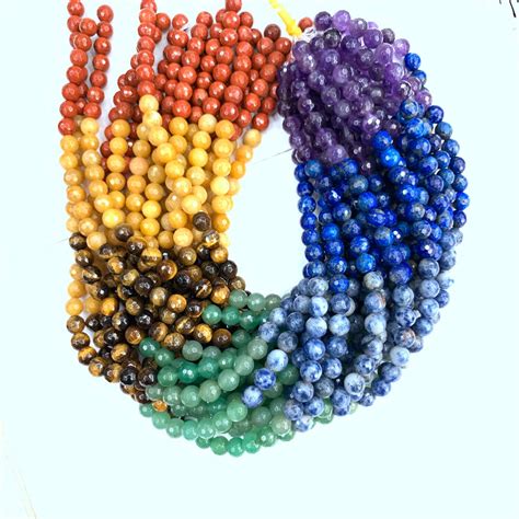 7 Chakra Beads Faceted 6mm 8mm Full String Healing Chakra Etsy