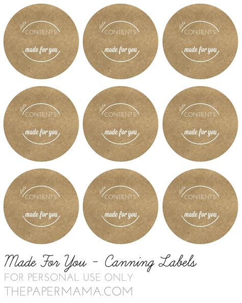 Printable Mason Jar Lid Labels