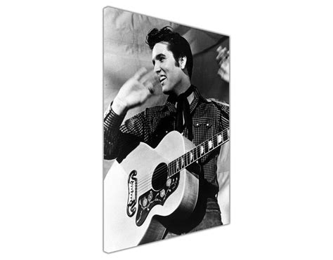 Blanco Y Negro Elvis Presley Con Guitarra En Lienzo Pared Arte Etsy