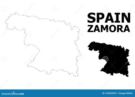 Vector Contour Dotted Map Of Zamora Province With Caption Stock Vector