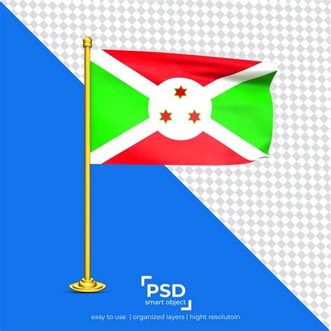 Burundi Acenando A Bandeira Isolada Em Fundo Transparente PSD Premium