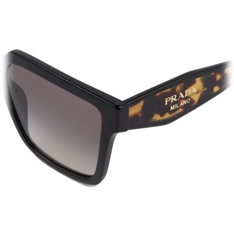 Prada Prada Logo Rectangular Sunglasses Black Gradient Anthracite Gray Prada Collection