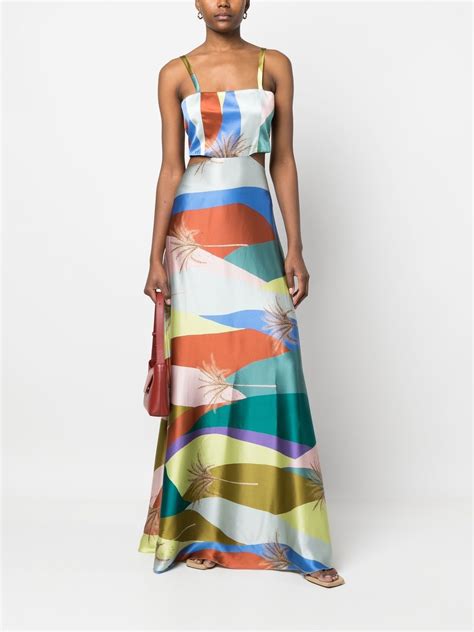 Raquel Diniz Colourful Sunset Print Silk Gown Farfetch