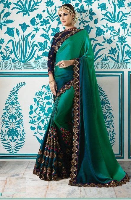 Teal Green Blue Crepe Silk Wedding Saree 7905 Party Wear Sarees