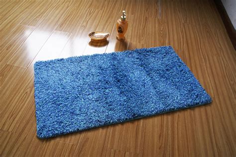 Modern Rectangle Blue Skidproof Bathroom Mat Rug Contemporary Bath Mats