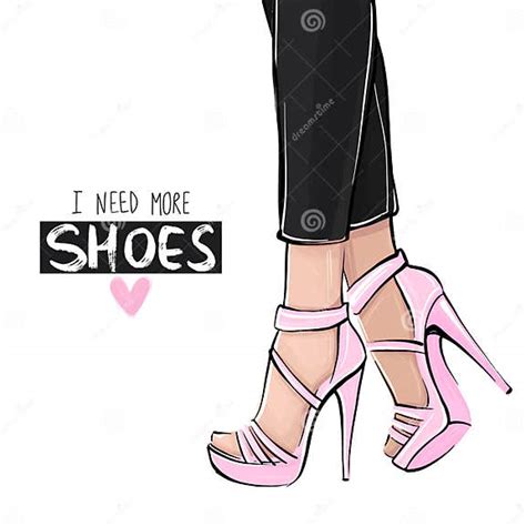 Vector Girl In High Heels Fashion Illustration Female Legs In Shoes