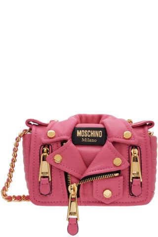 Pink Nappa Biker Bag By Moschino On Sale