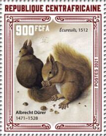 Stamp Squirrels By Albrecht D Rer Central African Republic