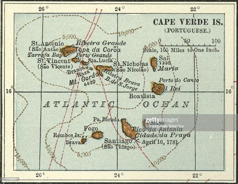 Map Of Cape Verde Islands, Map Of Cape Verde Islands, Circa 1902 ...