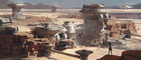 Artstation Desert Outpost Quentin Gabriel Sci Fi Landscape Sci Fi