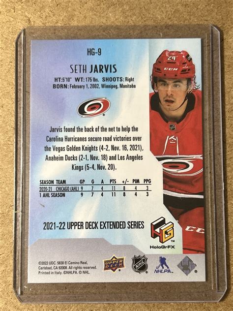 2021 22 Upper Deck Extended Series HoloGrFX Rookies HG 9 Seth Jarvis