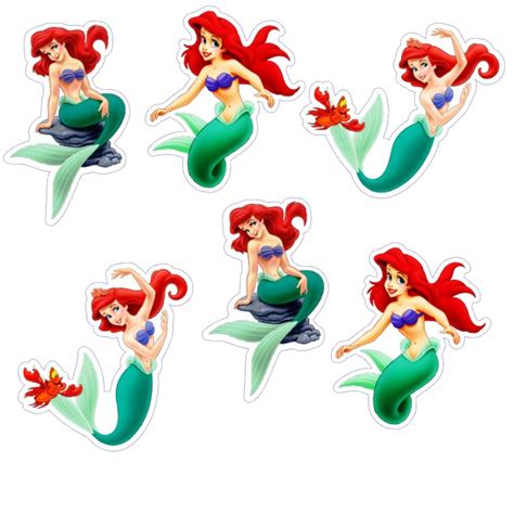 50 Apliques A Pequena Sereia Princesa Ariel Toppers Tags Tubetes