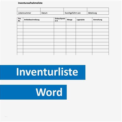 Inventarliste Vorlage Muster Beste Gratis Inventurliste Zum Ausdrucken ...