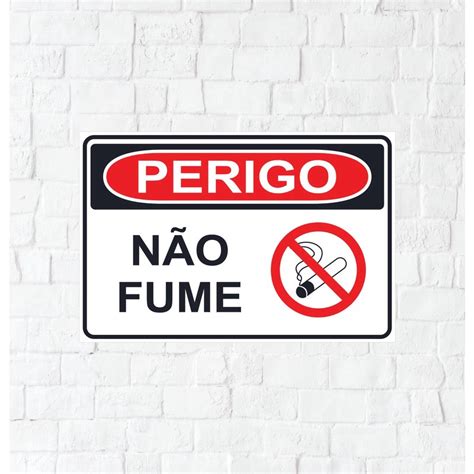 Placa Sinalização Pvc Perigo Não Fume 30x20cm no Shoptime