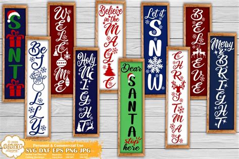 Christmas Porch Sign Svg Bundle Santa Svg Christmas Svg