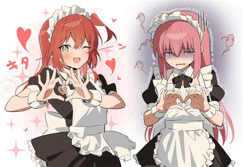 Safebooru 2girls Apron Bangs Black Bow Black Bowtie Blue Eyes Blush