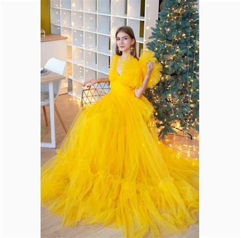 Tulle Dress Yellow Tulle Dress Fluffy Dress Yellow Gown Dress - Etsy