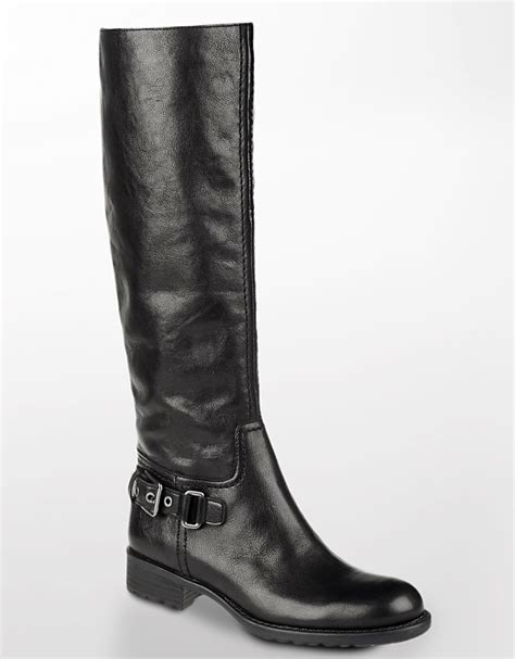 Franco Sarto Profile Tall Leather Boots In Black Black Leather Lyst