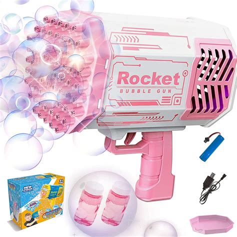 Bubble Gun Bubble Machine Gun With 69 Holes And Lights Bubble Blaster