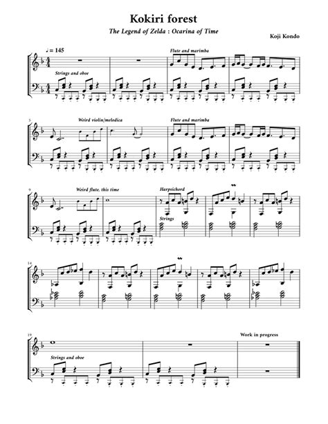 Kokiri Forest Sheet Music For Piano Solo