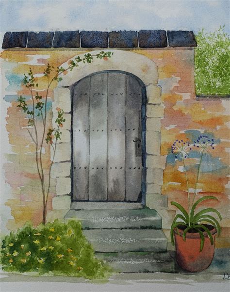 An Old Garden S Door Watercolor By Viviane Louwies Painting