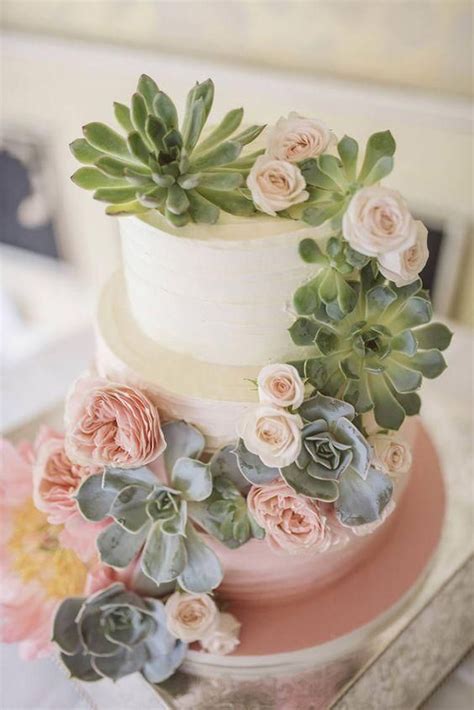 Tortas De Cactus Con Plantas Y Flores Naturales Succulent Wedding