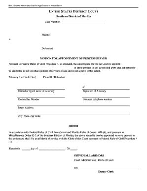 Fillable Online Flsd Uscourts Motion And Order For Appointment Of