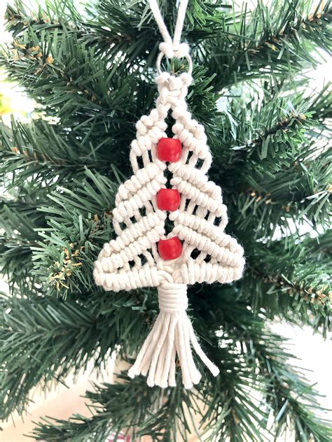 Macrame Holiday Tree Ornament Small Macrame Christmas Tree Etsy