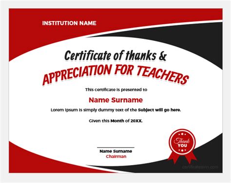 Blank Certificate Of Appreciation For Teachers