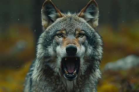 Premium Photo | Close Up of a Wolf With Its Mouth Open