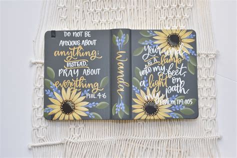 Hand Painted Bible, Sunflowers, Personal Bible, Personalized Keepsake ...