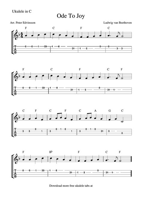 Ode To Joy Ukulele Printable Pdf Download