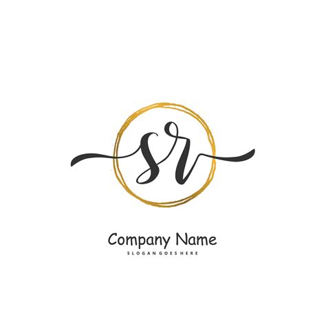 SR Initial Handwriting And Signature Logo Design With Circle Beautiful