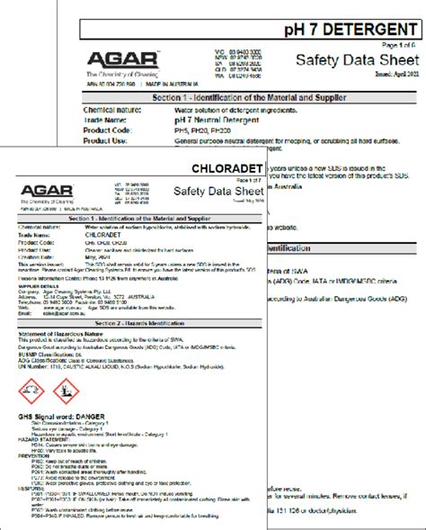 3 4 Safety Data Sheets Agar Cleaning Systems Training