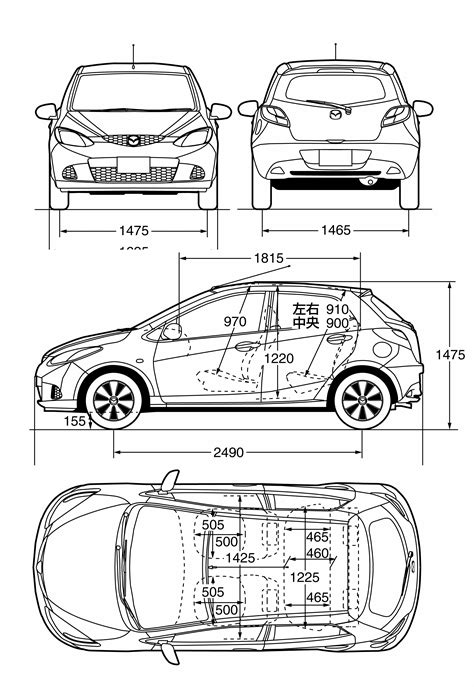 Mazda Demio 2008 Blueprint - Download free blueprint for 3D modeling