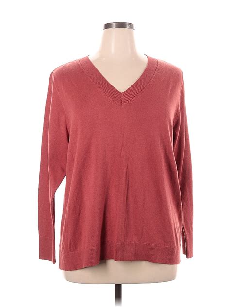 J Jill Color Block Solid Burgundy Pullover Sweater Size XL 69 Off