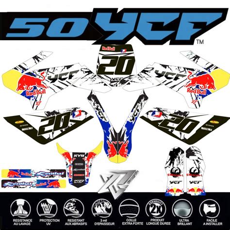 KIT DECO YCF 50 TEAM DIRTY RED BULL par decografix Couleur Noms Prénoms