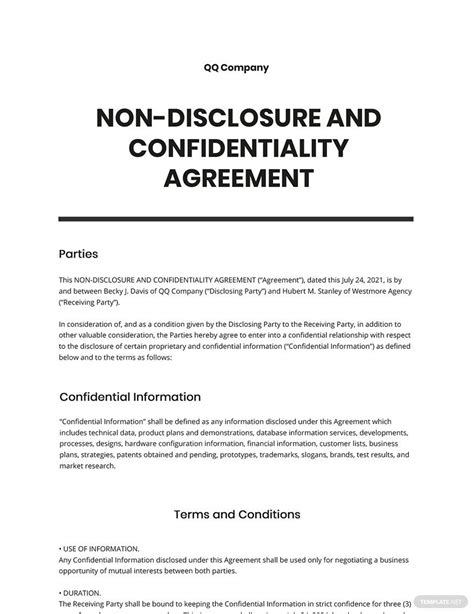 Mutual Confidentiality And Non Disclosure Agreement Template Prntbl