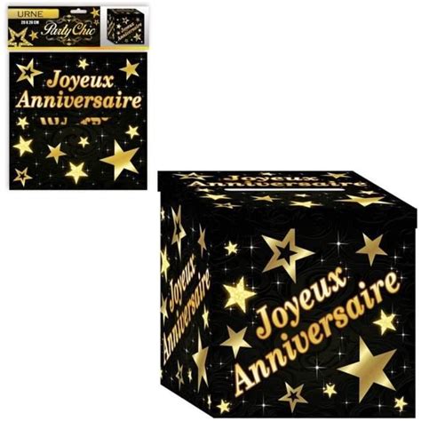 Urne En Carton Joyeux Anniversaire Noir Et Dor Dor Taille Unique